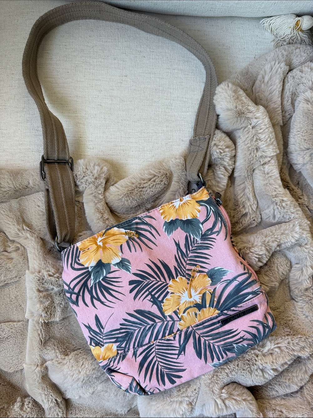 Dakine Pink Crossbody with Yellow Floral Print